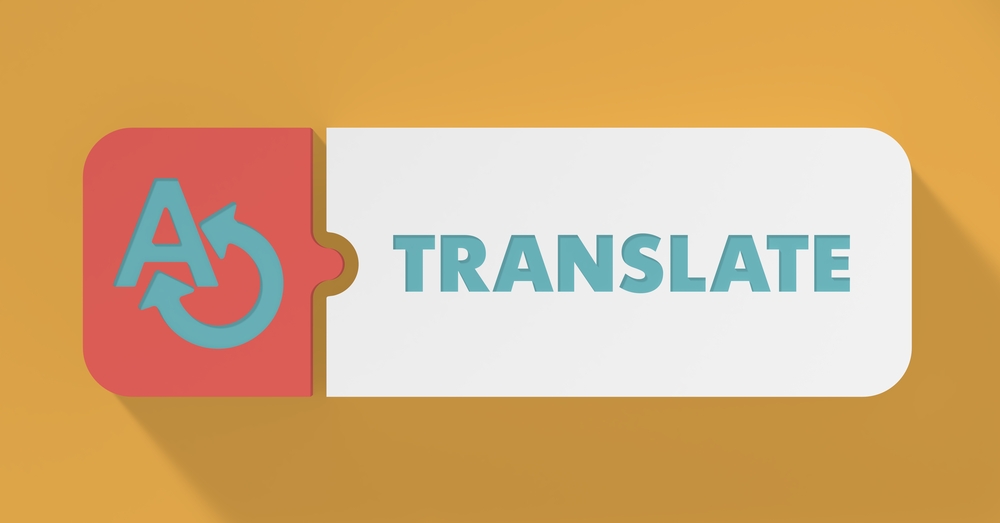 Translate concept in flat design with long shadows promoting the importance of translation services